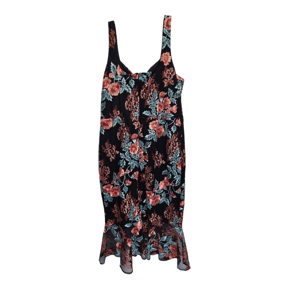 NWT Guess Striking Embroidered Floral Sleeveless Dress w/ Flounce Hem- Size 16 - Picture 3 of 7